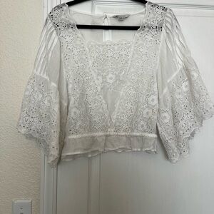 American Eagle Outfitters White Eyelet Blouse
